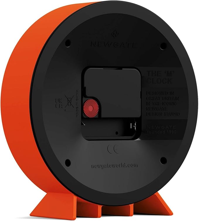 NEWGATE® M Mantel Echo Desk Clock | Modern Round Design | Pumpkin Orange | Easy to Read Numbers | Contemporary Style for Desk, Table, Shelf or Bedside