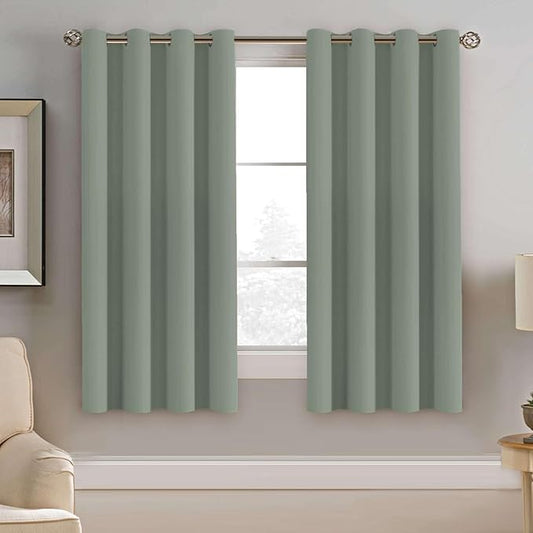 H.VERSAILTEX Blackout Window Curtain Panels Thermal Insulated Room Darkening Solid Grommet Curtains/Drapes for Bedroom Privacy Protection (Set of 2 Panels,52 by 63 Inch Long, Cyan)