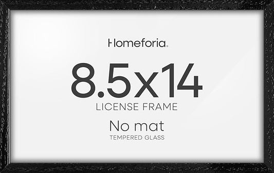 Homeforia 8.5x14 Marriage License Frame Black, High End Oak 8.5x14 Certificate Black Wood Frames, 8.5by14 Wooden Frame for Wall & Tabletop, 8.5 by 14 Picture Frames, Tempered Glass, Wall Kit, Set of 1