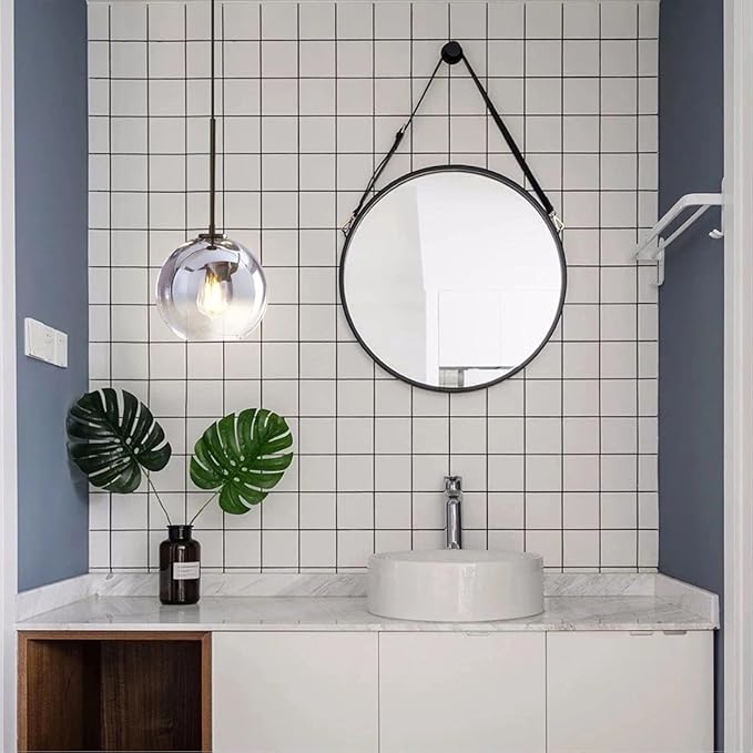 KCO Lighting Mercury Glass Pendant Light Fixtures Mid Century Modern Silver Kitchen Island Pendant Lights Ceiling Hanging Black Large Globe Pendant Light for Living Room Dining Room