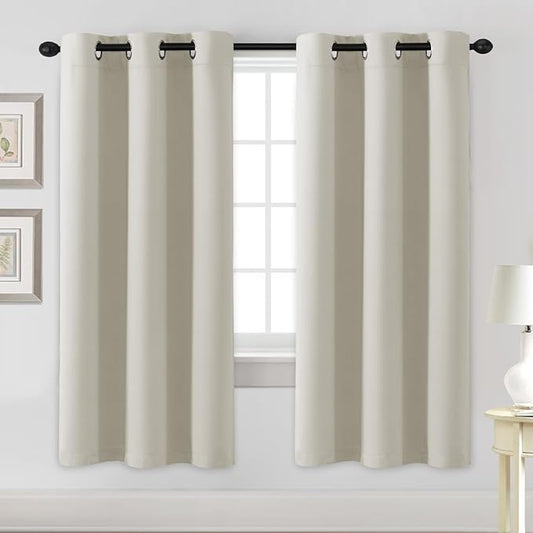 H.VERSAILTEX Blackout Curtains for Bedroom Thermal Insulated Room Darkening Living Room Curtains 72 Inch Long Grommet Privacy Protection Window Curtain Panels/Drapes for Nursery,2 Panels,Ivory/Cream
