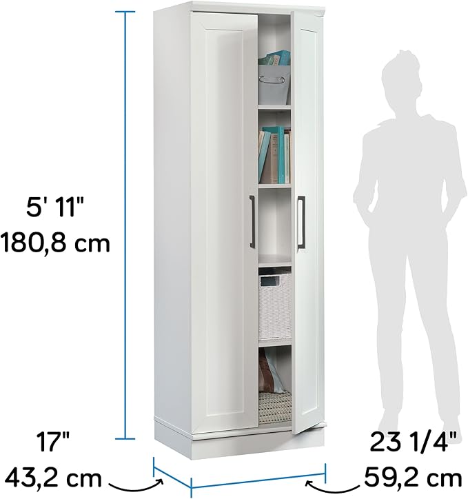 Sauder HomePlus Storage Cabinet/ Pantry cabinets, Soft White finish