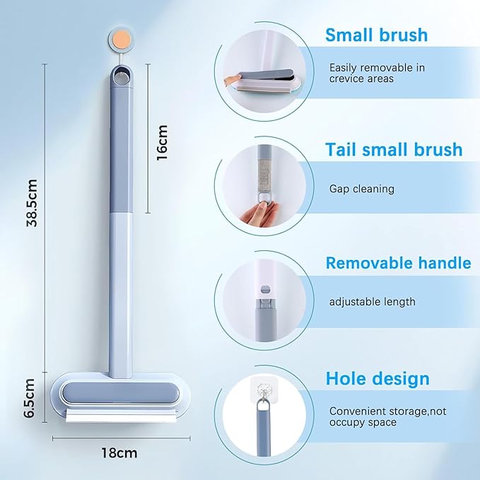 2 PCS Pet Hair Remover for Furniture,4 in 1 Reusable Lint Brush with 17-Inch Handle, Washable Tool for Dog and Cat Hair on Couches, Carpets, Clothes, Bedding, and Cars