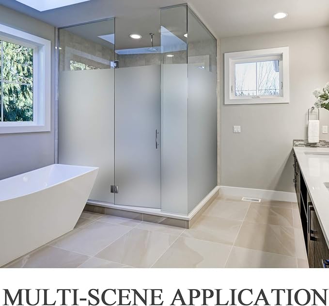 HIDBEA Frosted Window Privacy Film Non-Adhesive, Reusable UV Protection Window Glass Films Colorful Self Static Cling Removable Window Stickers (White Frosted, 17.7 Inch x 8.2 Feet)