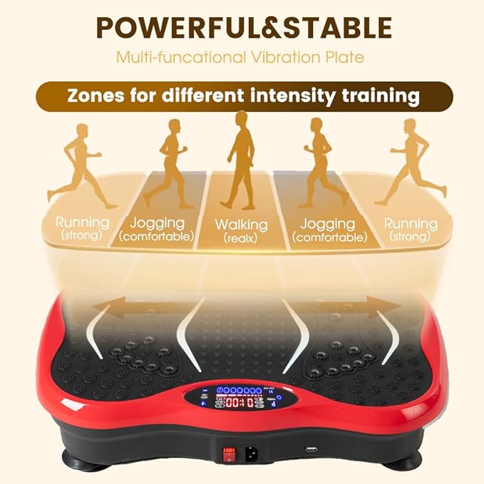 Vibration Plate Exercise Machine for Whole Body Workout - Home Fitness Vibrating Platform with Resistance Bands - Improve Circulation, Muscle Tone & Bone Density - Supports Up to 330 lbs