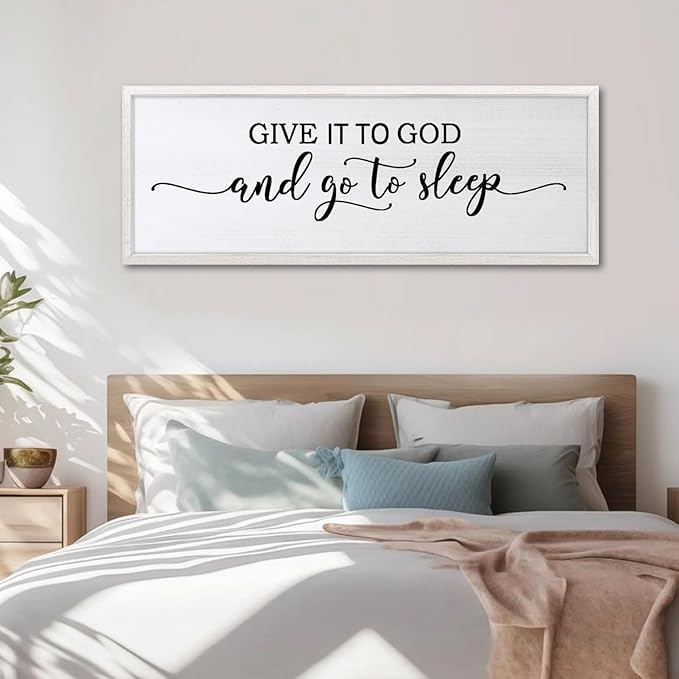 Sweet Dreams Above Bed Wall Decor Art 24"X10" Master Bedroom Over Bed Wall Wood Framed Sign (White)