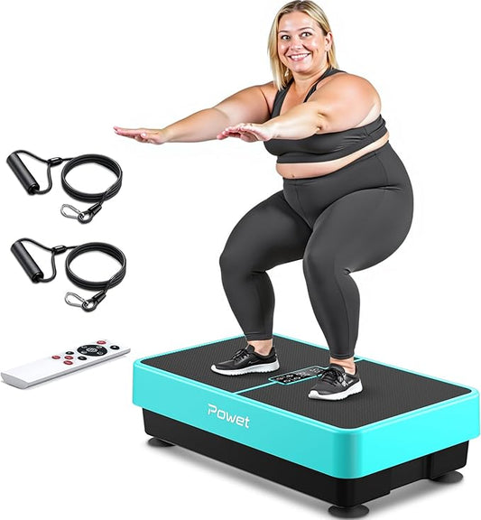 POWET Vibration Plate Exercise Machine for Weight Loss, Woukout & Lymphatic Drainage – Whole Body Vibrating with 99 Speed Levels & 5 Pre-Set Modes – Supports Up to 400lbs, Ideal for Home Use