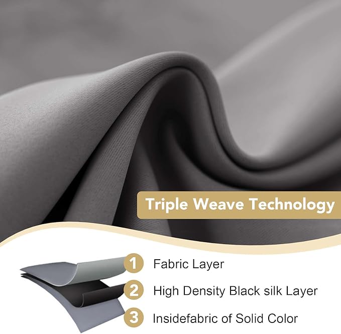 H.VERSAILTEX Premium Solid Thermal Insulated Blackout Grey Curtains Window Drapes - 2 Panels Set- Charcoal Gray, 52x72 Inch,8 Grommets per Panel