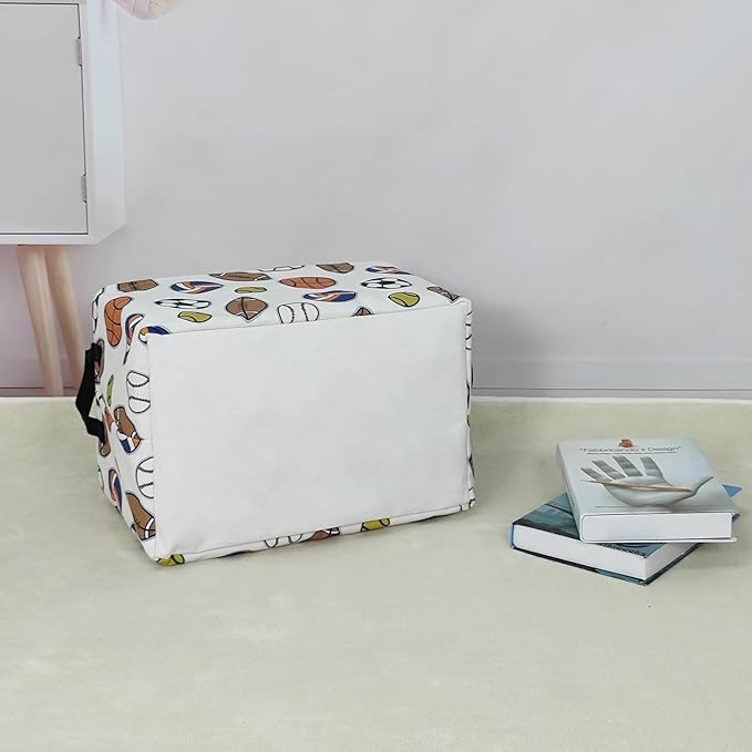 LANGYASHAN Rectangular Storage Bin Collapse Canvas Fabric Cartoon Storage Basket with Handles for Organizing Home Kitchen Boys and Girls Toys Office Closet Shelf Baskets (Rec Colorful Balls)