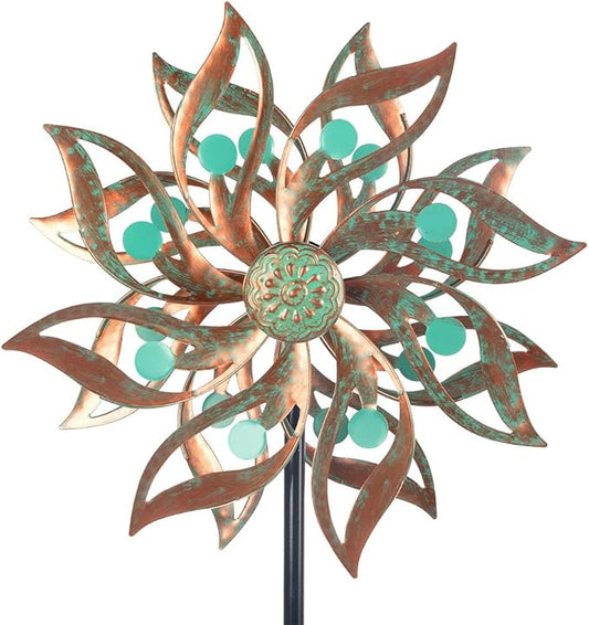 Viveta Metal Wind Spinners Outdoor,Vintage Kinetic Wind Spinner Garden Pinwheels with Metal Stake for Patio,Lawn,Garden,59 * 13.4 Inch