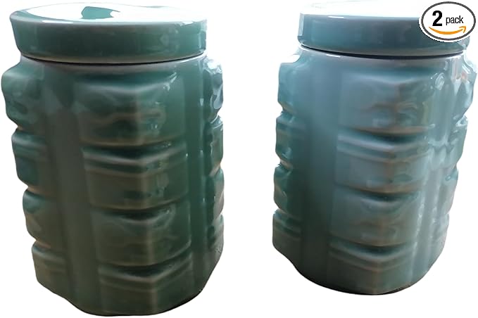 UNESCO Heritage Longquan Celadon Tea Canister Set - Dual Ceramic Jars, 900ml Airtight Storage with Plum Green & Powder Blue Glazes | Elegant Chinese Craftsmanship