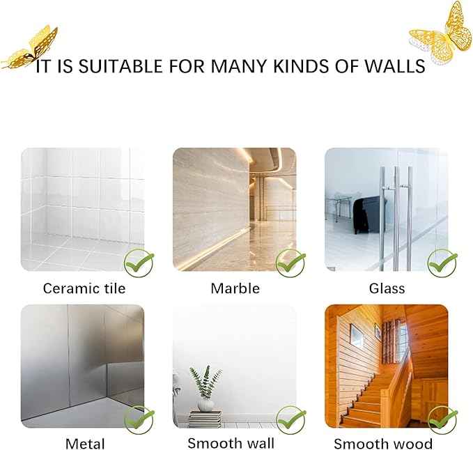 SAOROPEB 3D Butterfly Wall Decor - 48 Pcs, 4 Styles, 3 Sizes, Gold Butterfly Decorations for Birthday & Party Celebrations, Removable Stickers