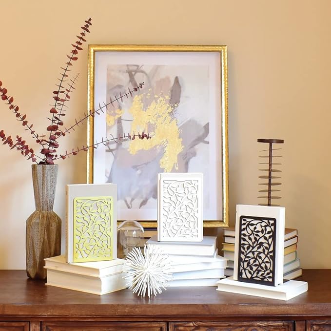 CNK Book Ends Bookends for Decorative Books Holder Bookend Shelves End Hold Heavy Duty Holders Stoppers Metal Stopper Cute Boho Bookshelf Holds Cookbook Office Home Set of 6 Bookends Pair Gold