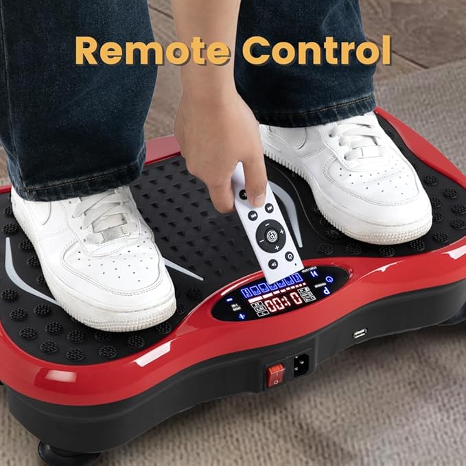 Vibration Plate Exercise Machine for Whole Body Workout - Home Fitness Vibrating Platform with Resistance Bands - Improve Circulation, Muscle Tone & Bone Density - Supports Up to 330 lbs