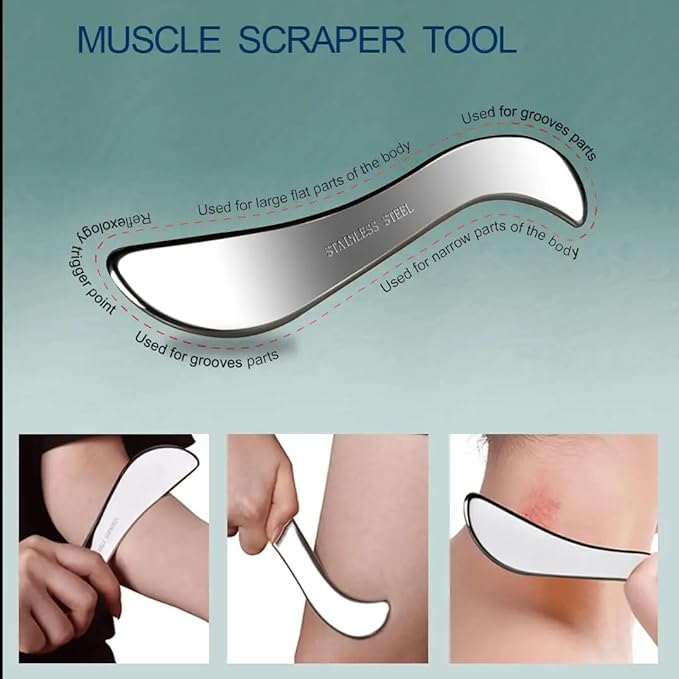 Stainless Steel Muscle Scraping Tool Set – Gua Sha Massage Scraper for Fascia & Muscle Relaxation – Myofascial Release Scraping Massager Kit