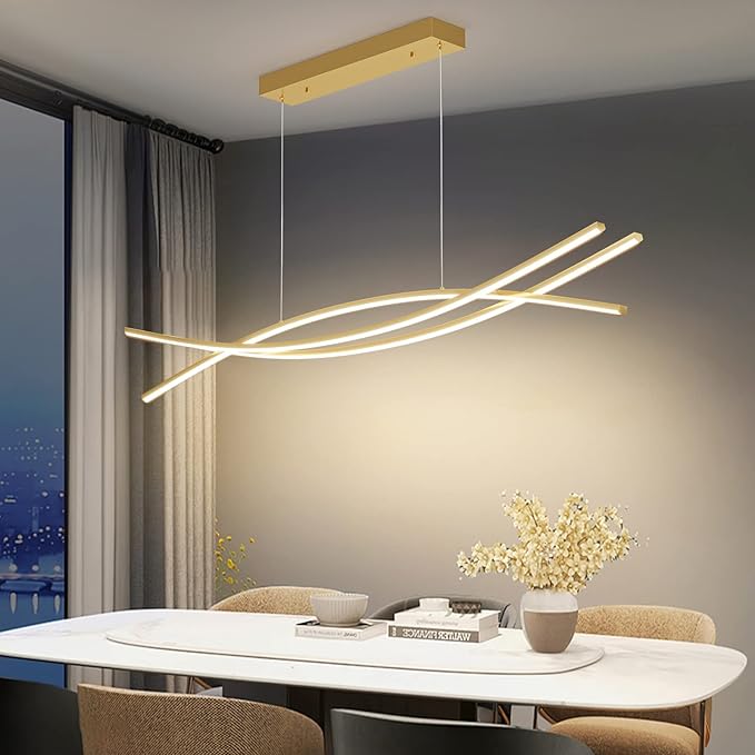 Modern Chandelier with 1%-100% Dimmable, Suitable for Dining Room, Bedroom and Living Room(Gold)