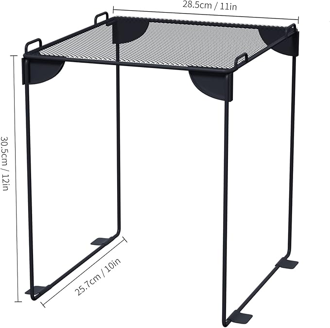 Neudeco Pack 2, Mesh Locker Shelf, Stackable Extra Tall Locker Organizer, Collapsible and Metal Build, Fits Standard Size School Locker, Suitable for Work, Kitchen, Bathroom (Grey)