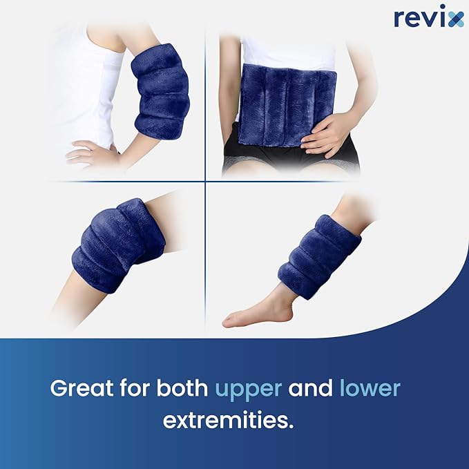 REVIX Microwavable Knee Heating Pad, Heated Wrap with Moist Heat for Elbow & Joint Support, Reusable Hot or Cold Compress for Women & Men