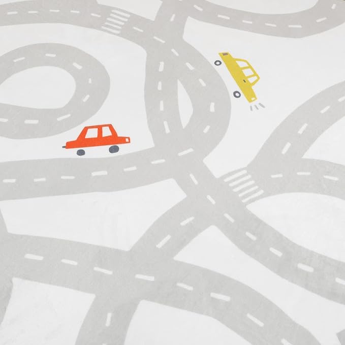 STARUIA Road Traffic Kids Rug Children Playing with Cars Playmat 4x6 Ft, Washable Play Carpet for Kids Playroom, Non-Slip Have Fun Safe Baby Nursery Rug for Toddler Boy's Bedroom Game Room Grey