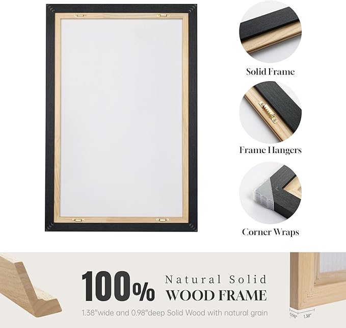 Large Framed Blue Abstract Landscape Wall Art for Living Room, 3 Piece Bright Pastel Canvas Prints Paintings, Modern Minimalist Artwork Watercolor Pictures for Bedroom, Hallway Wall Decor 24x36 In