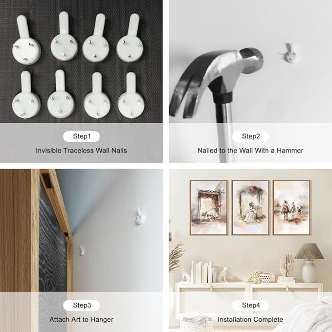 HPINUB Jesus Easter Framed Canvas Wall Art Set,Large Religious Christian Bible Verse Wall Decor,Resurrection Sunday Artwork for Living Room,Church Christian Easter Gift-16"x24"x3