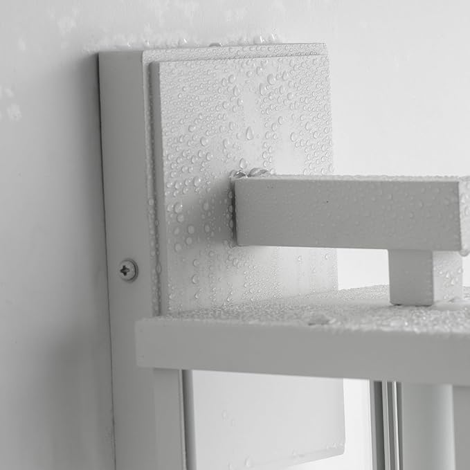 mirrea 18" Classic Outdoor Wall Sconce 1 Light in Matte White Rectangular Metal Frame and Clear Glass Shade Waterproof Porch Light Patio Light Pack of 2