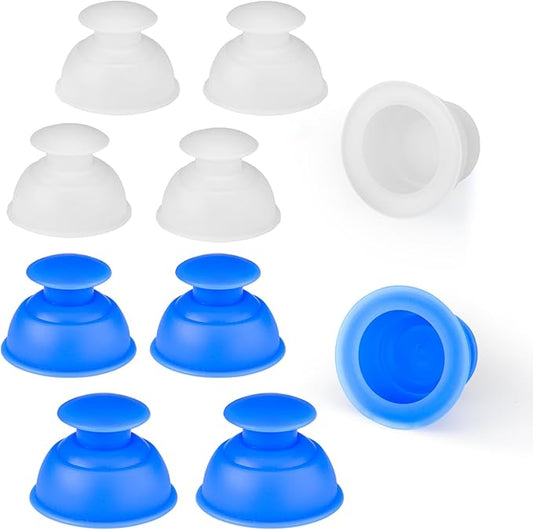 Silicone Cupping Therapy Sets 10pcs,Professional Vacuum Cupping for Myofascial Massage/Joint Pain/Anti Cellulite/Deep Muscle Relief & More(10pcs,White+Blue)