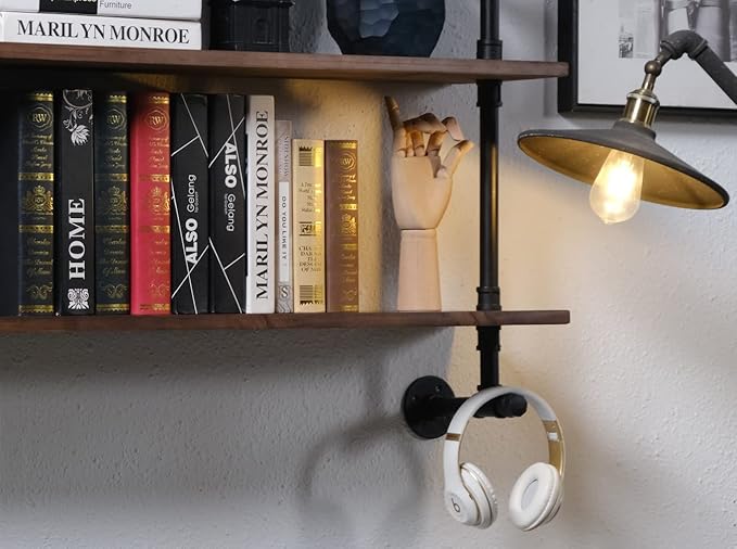 Industrial Pipe Wall Shelves Pipe Shelving with Real Wood Plank ,48 Inches Floating Shelves for Wall Farmhouse Pipe Book Shelves Dark Brown 3 Tier for Kitchen,Living Room Decor and Bar Shelving