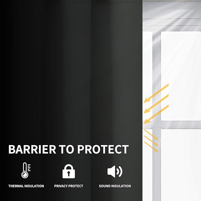 Easy-Going Blackout Curtains for Bedroom, Solid Thermal Insulated Grommet and Noise Reduction Window Drapes, Room Darkening Curtains for Living Room, 2 Panels (52x63 in,Dark Gray)