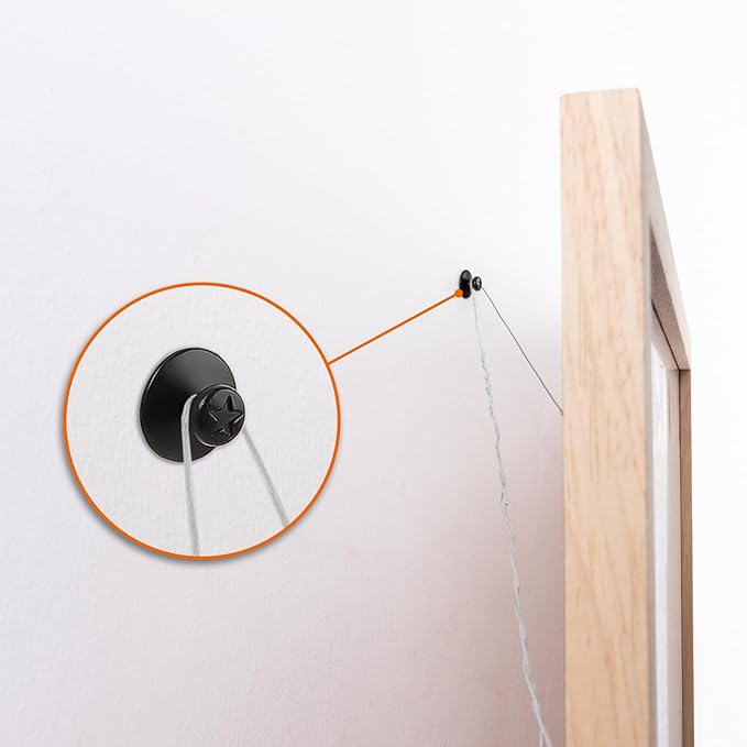 KURUI 60Pcs Double Headed Nails for Hanging Pictures, Renter Friendly Decor Pictures Hanging Kit, Wall Hangers for Bathroom Living Room Office, Push Pins for Tapestry Frame Art, Wall Mount-Black