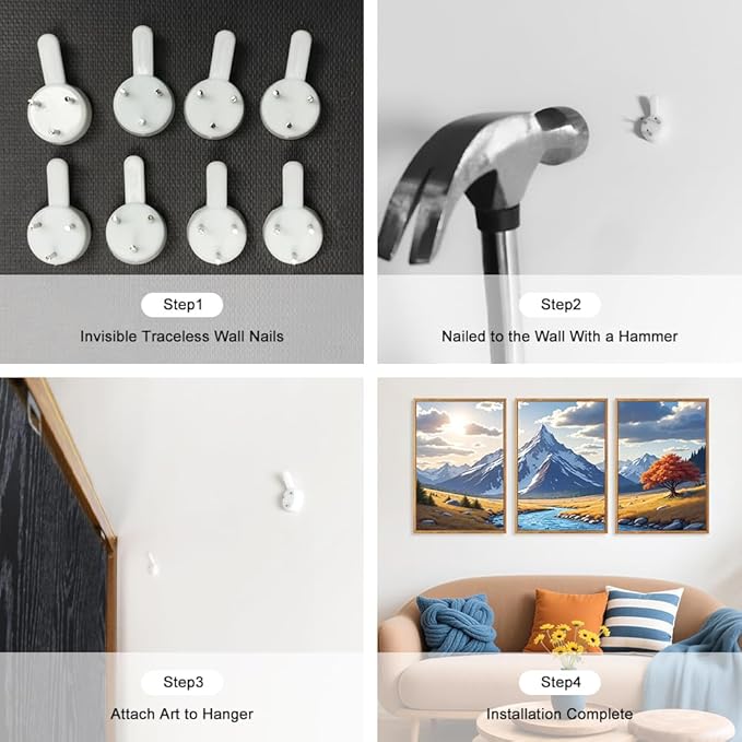 HPNIUB Landscape Mountain Wall Art Set, Rustic River Sunrise Pine Tree Forest Nature Scenry Wilderness Art Print, Farmhouse Grassland Modern Sky Decorative for Living Room, Bedroom, Office-16 x24 x3