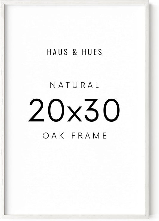 HAUS AND HUES 20 x 30 Frame -20 By 30 Picture Frame, 20x30 Poster Frame Wood, Big 20 Inch x 30 Inch Frame, Natural 30x20 Picture Frame, 20 x 30 Picture Frame (20x30 White Frame)