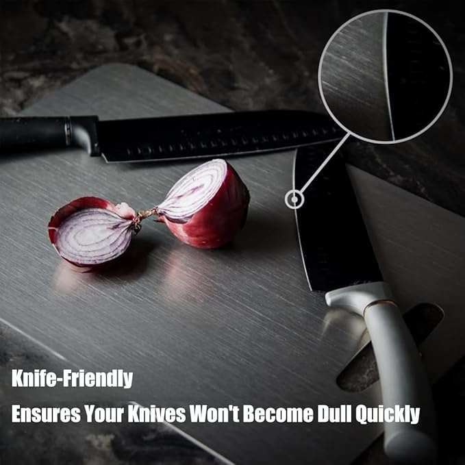 Titanium Cutting Board - 2025 New Upgrade 100% Pure Titanium Cutting Boards for Kitchen Double Sided Non Toxic Titanware Cutting Board,Hygiene Durable Dishwasher Safe Chopping Board (18"L x 12"W)