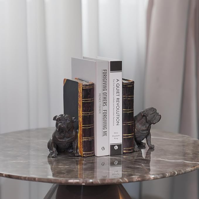 Dog Decorative Bookends Book Holder - Vintage Shelf Decor Book Ends to Hold Books Heavy Duty for Home Decor 3.5 X 4.5 X 6.25 inch Guichifun