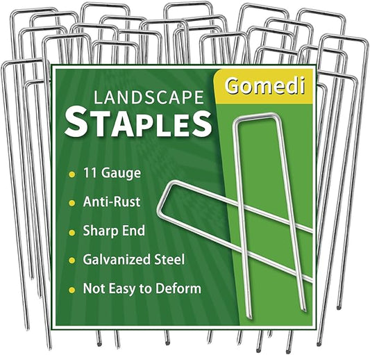 Landscape Staples 10 Inch 60 Pack, Garden Stakes Galvanized Garden Staples 11 Gauge, Plant Cover Stakes for Lawn Weed Barrier
