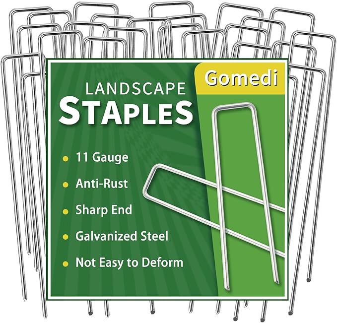 Landscape Staples 10 Inch 120 Pack, Garden Stakes Galvanized Garden Staples 11 Gauge, Plant Cover Stakes for Lawn Weed Barrier