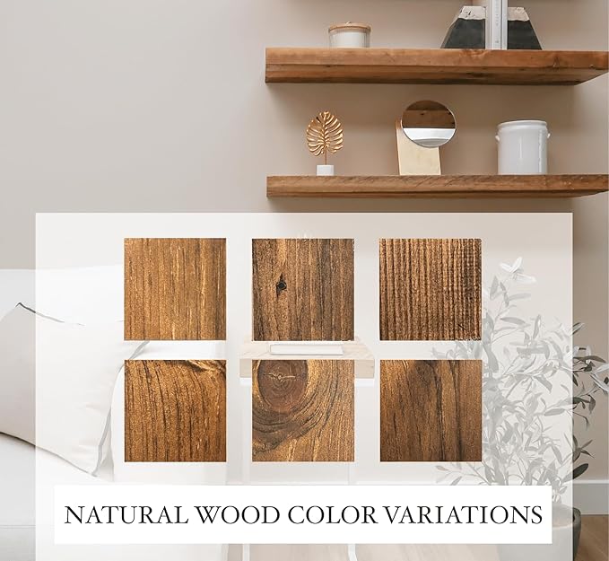 Modern Floating Shelves 3 Inches Thick for Wall, Wide Shelves for Kitchen, Living Room, Bedroom, and Bathroom, Natural Pine Wood, Rustic Wooden Shelf, (Set of 2) (Provincial, 24Lx3Hx8D)