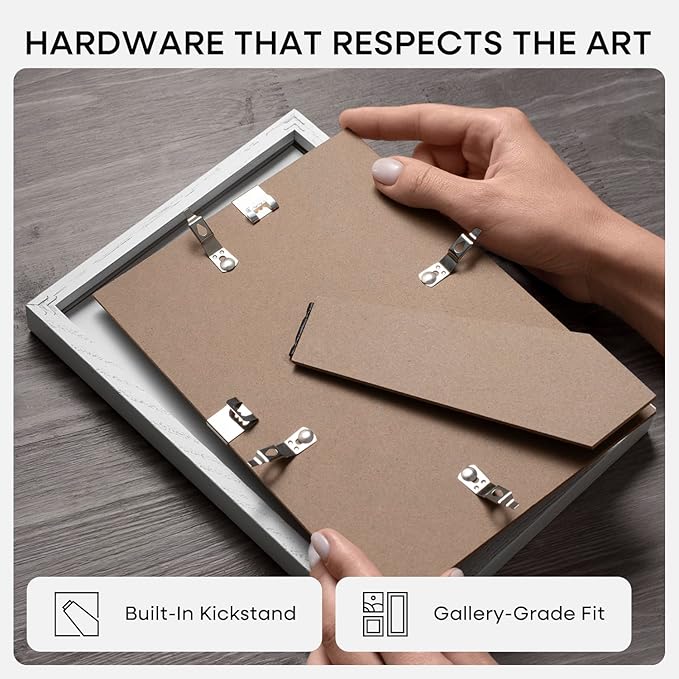 Homeforia White Picture Frames 5x7, High End Oak 5x7 Wooden Frame with Mat 4x6 Art, 5 x 7 White Wood Frames Matted to 4 x 6 inch Photo, 7by5 Wall or Tabletop Frame, Tempered Glass, Wall Kit, Set of 1