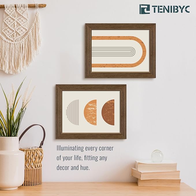 5x7 Picture Frame 3 Pack - Brown Woodgrain, Wood Photo Frame, HD Tempered Glass, Table Display or Wall Hanging