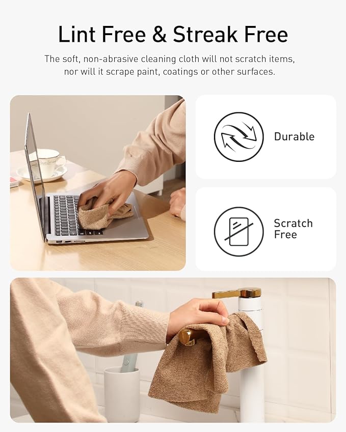Fantasticlean Microfiber Cleaning Cloth Roll -75 Pack, Tear Away Microfiber Towels, 12" x 12", Reusable, Washable, Scratch Free, Ultra Absorbent Dish Rags for Car, Home, Garage or Shop (TAN)