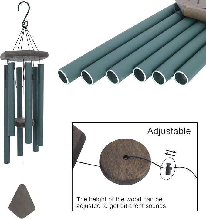 Large Wind Chimes for Outside, 30" Aluminium Wind Chime with Wind Catcher, Outdoor Garden Patio Decoration Windchimes, Classic Zen Gift for Men and Women Green