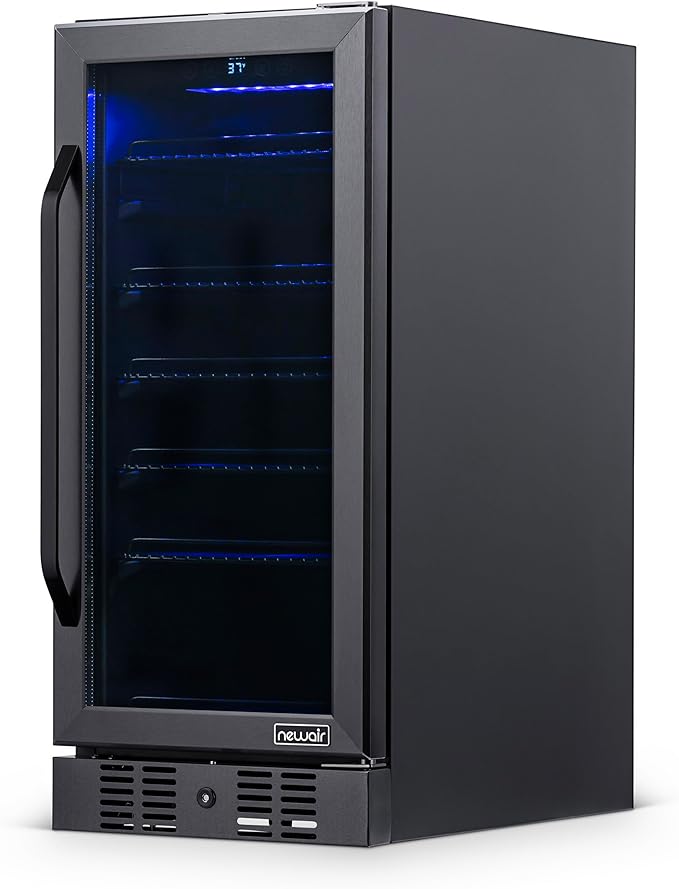 Newair 24" Wine and Beverage Refrigerator 20 Bottle and 70 Can Capacity, Built-in or Freestanding Cooler, Dual Zone Fridge in Stainless Steel with Splitshelf