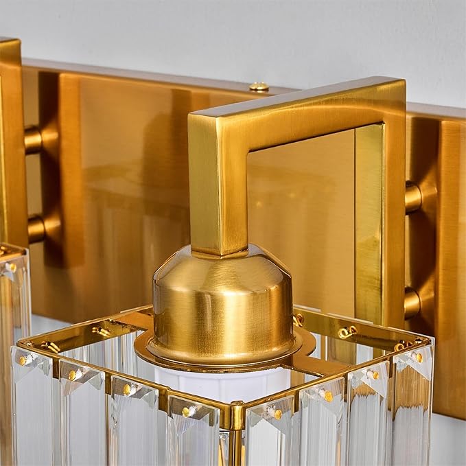 Modern Bathroom Vanity Light 3-Lights Gold Crystal Wall Lamp Bathroom Modern Crystal Vanity Lighting