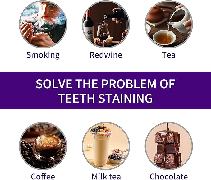 Purple Toothpaste for Teeth Whitening, Purple Whitening Toothpaste for Adults,Tooth Stain Remover Gel - Tooth Whitener Suitable for Smoking, Coffee, and Removing Dental Stone ﻿(2fl oz/60ml)