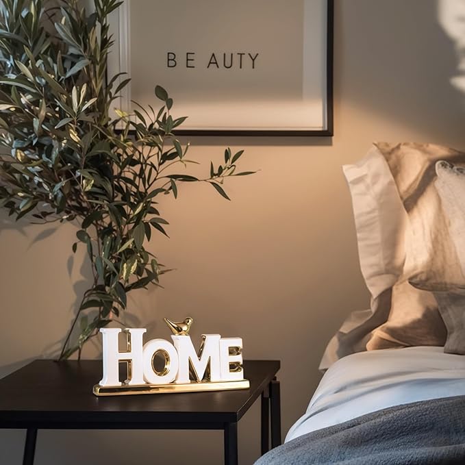 Love Sign Decoration,White and Gold Love Signs for Home Decor Statue,Modern Bird Sculpture Personalized Love Decor,Gold Style Figurine Decorative Ornaments for Living Room,Bedroom,Desktop (Home white)