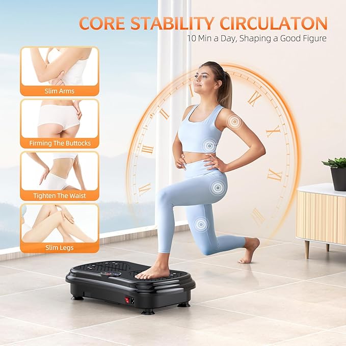 Vibration Plate Exercise Machine Weight Loss, Full Body Vibration Plate for Lymphatic Drainage, 180 Adjustable Speeds Vibrating Plate 400 Lbs Capacity Fitness Platform for Women Men