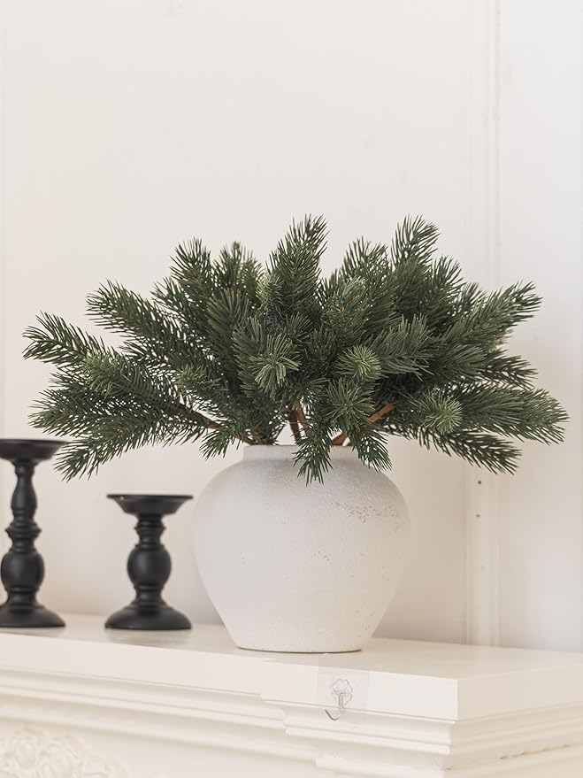 MISSPIN 12 Pcs 19.5 Inches Christmas Cedar Branches, Cedar Artificial Christmas DIY Crafts Faux Branches for Xmas Indoor Outdoor Home Decor