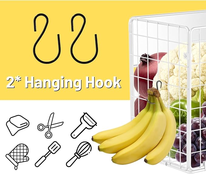 Magnetic Shelf for Fridge, Fruit Potato & Onion Storage Bins, Pantry Organizers & Storage, Large Container Magnetic Basket for Refrigerator, Kitchen Counter,Cabinet Magnetic Fridge Organizer White (1)