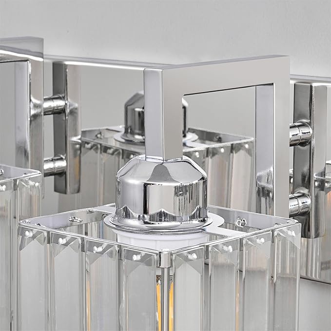 Modern Bathroom Vanity Light 6-Lights Chrome Crystal Wall Lamp Bathroom Modern Crystal Vanity Lighting