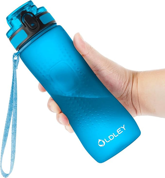 OLDLEY 25 oz Water Bottle, Motivational Water Bottle with Time Marker, Sports Water Bottle With Strap, Leakproof & BPA Free Large Water Bottles for School, Gym, Travel, Outdoor, Tritan,Blue
